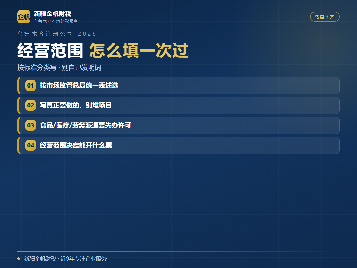2026乌鲁木齐公司注册经营范围填写指南