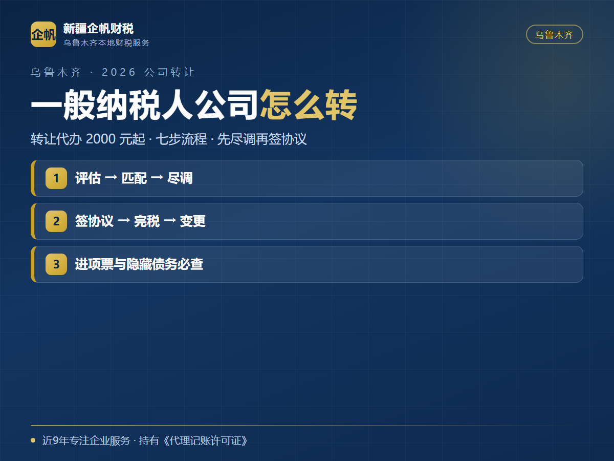 2026乌鲁木齐公司转让实操指南:一般纳税人公司怎么转